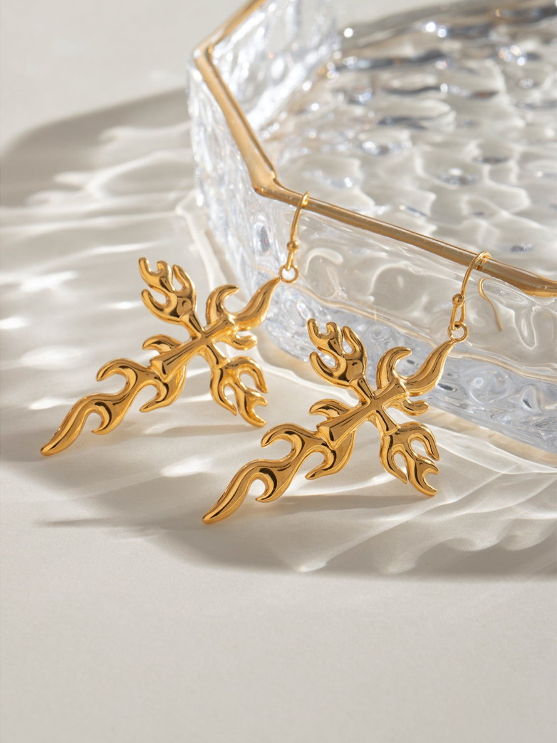 Gold-Plated Cross Earrings