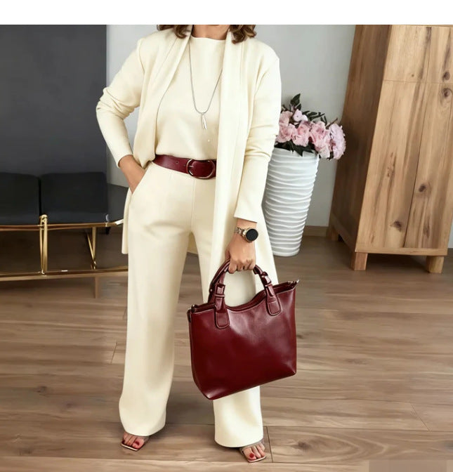 Autumn 3pc Long Sleeve Belted Pants Set
