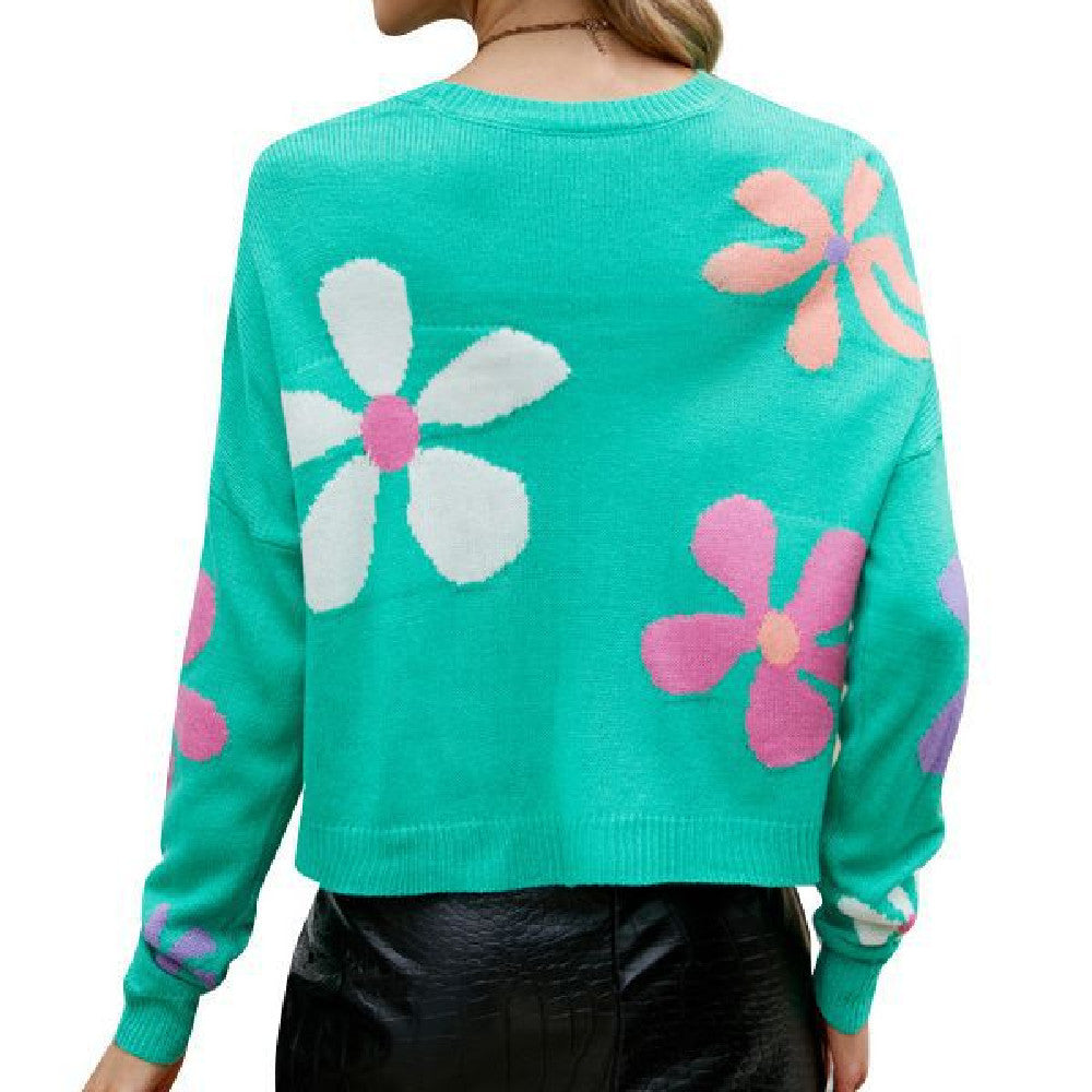 Giant Pastel Flower Pull Over Sweater