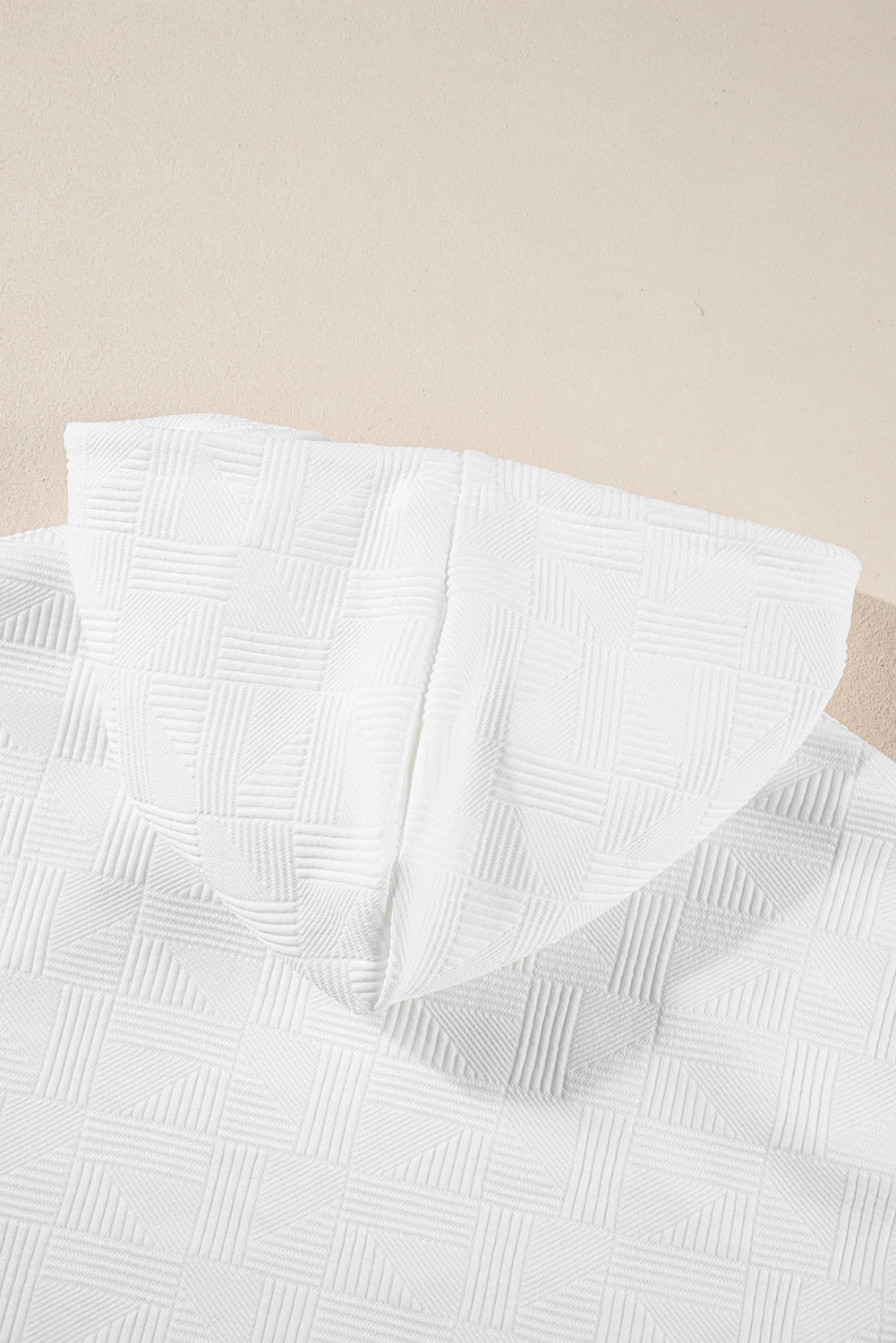 White Textured Cropped Hoodie and Shorts Set