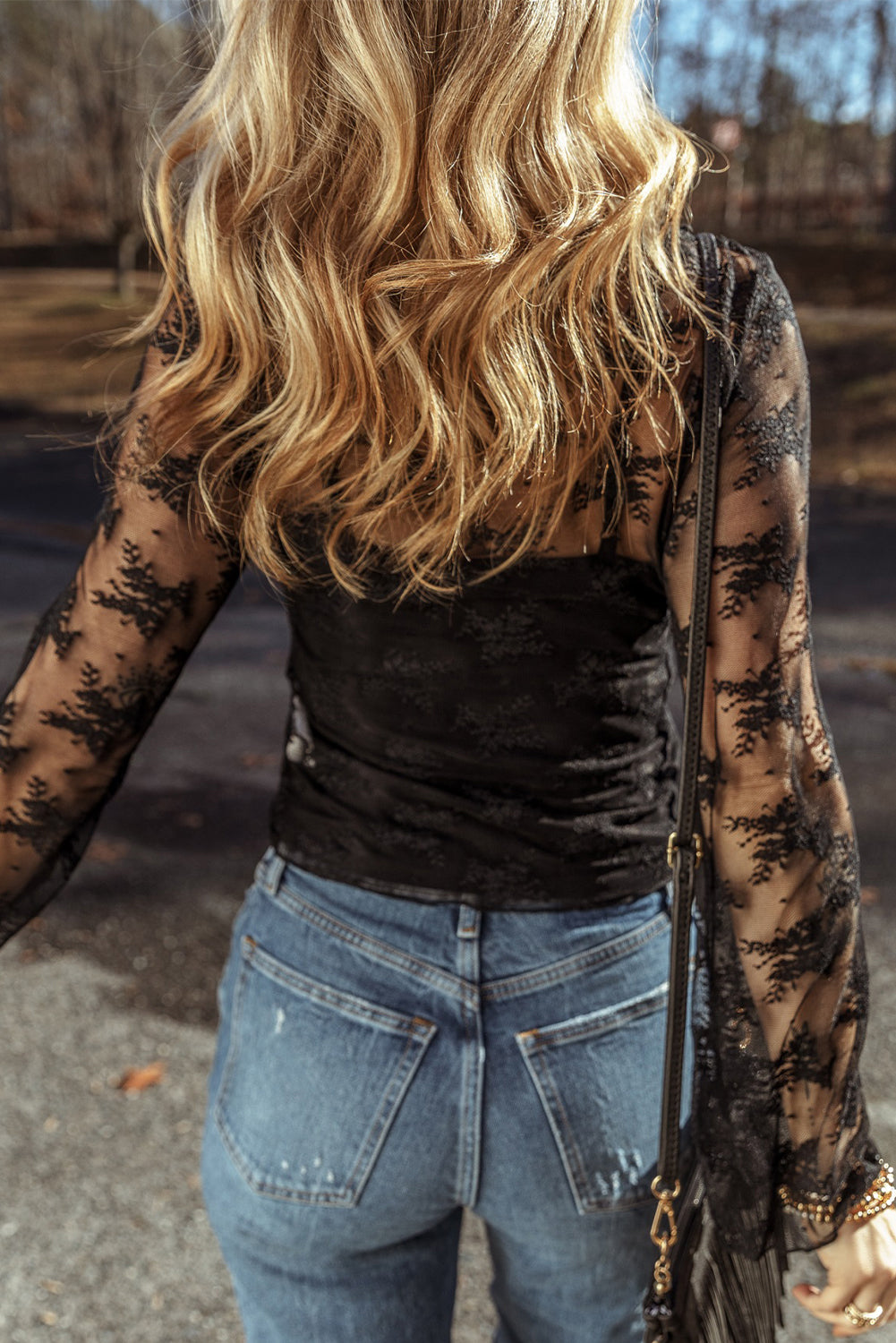 Black Lace Long Sleeve Top