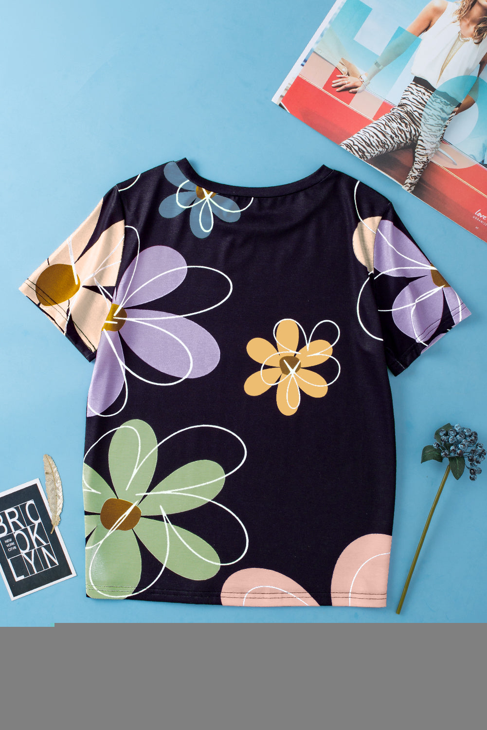 Black Flower T Shirt