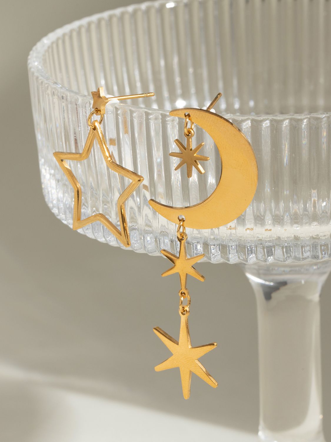 Gold Moon & Star Dangle Earrings