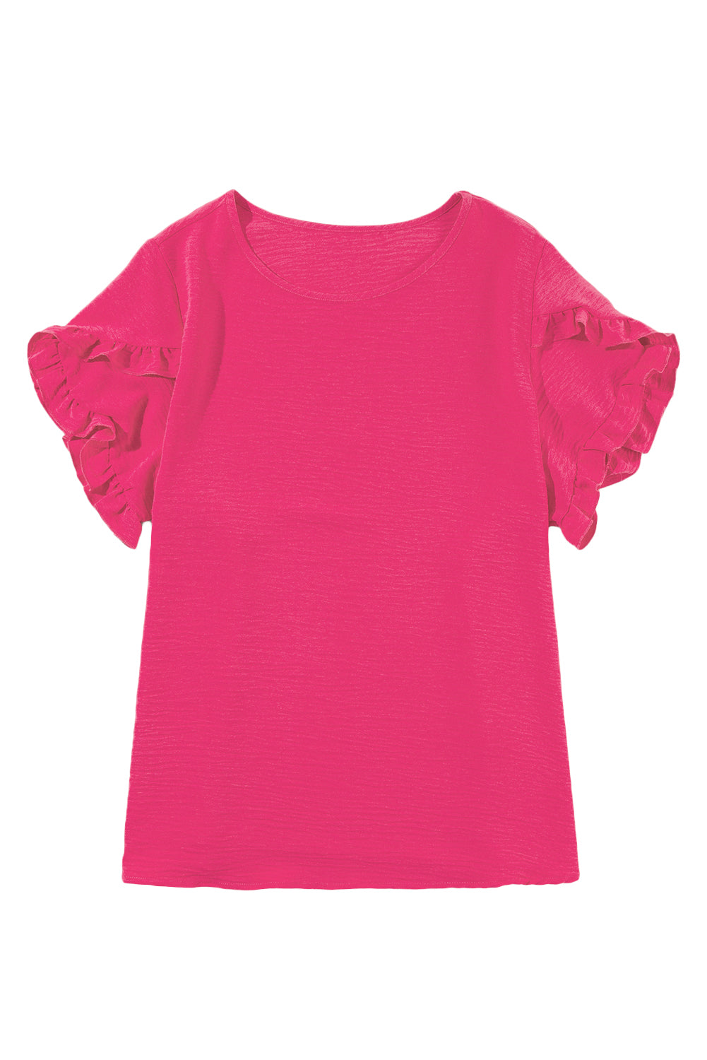 Bright Pink Ruffled Short Sleeve Top