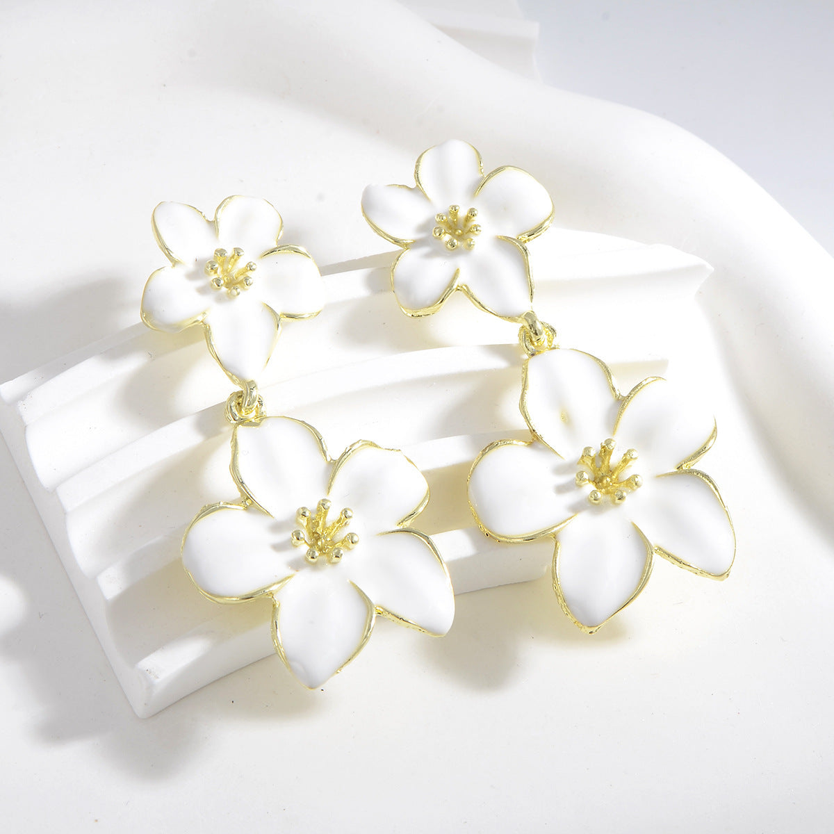 Large Camellia Drop Earrings