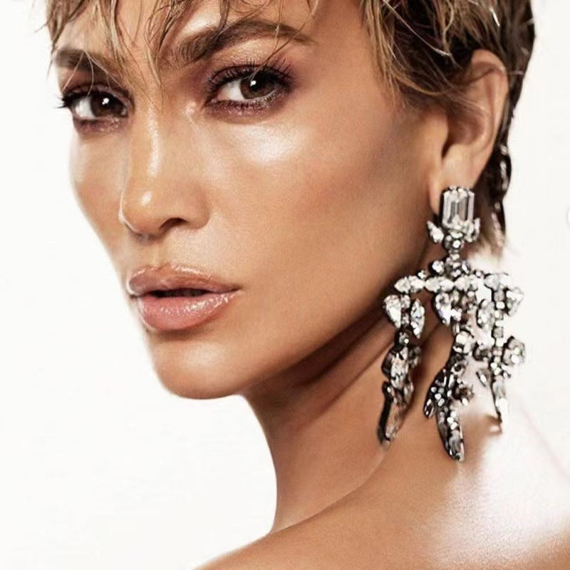 Luxury Sparkling Rhinestone Water Drop Tassel Earrings