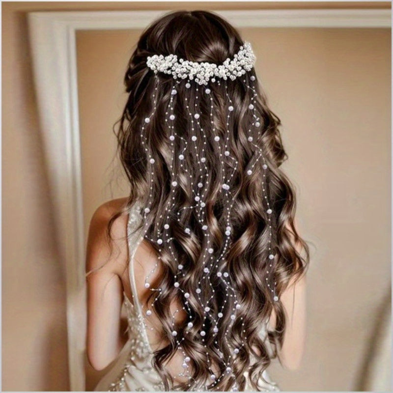 Bridal Waterfall of Pearls Hair Accessory