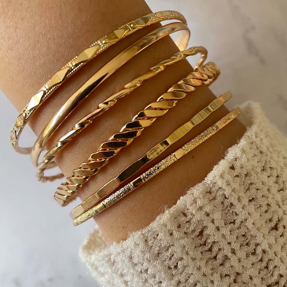 Bohemian Gold Metal Bracelet Set