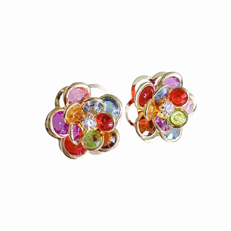 3D Multi Glass Stone Stud Earrings