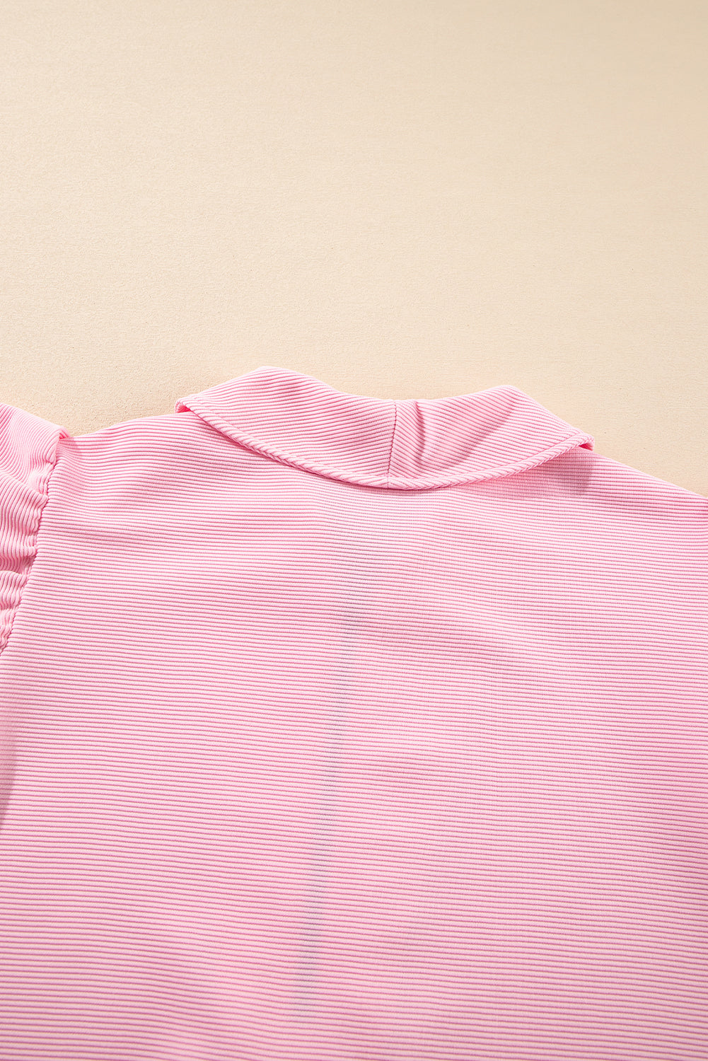 Pink Textured Flutter Sleeve Zipped Top and Wide Leg Capris Set
