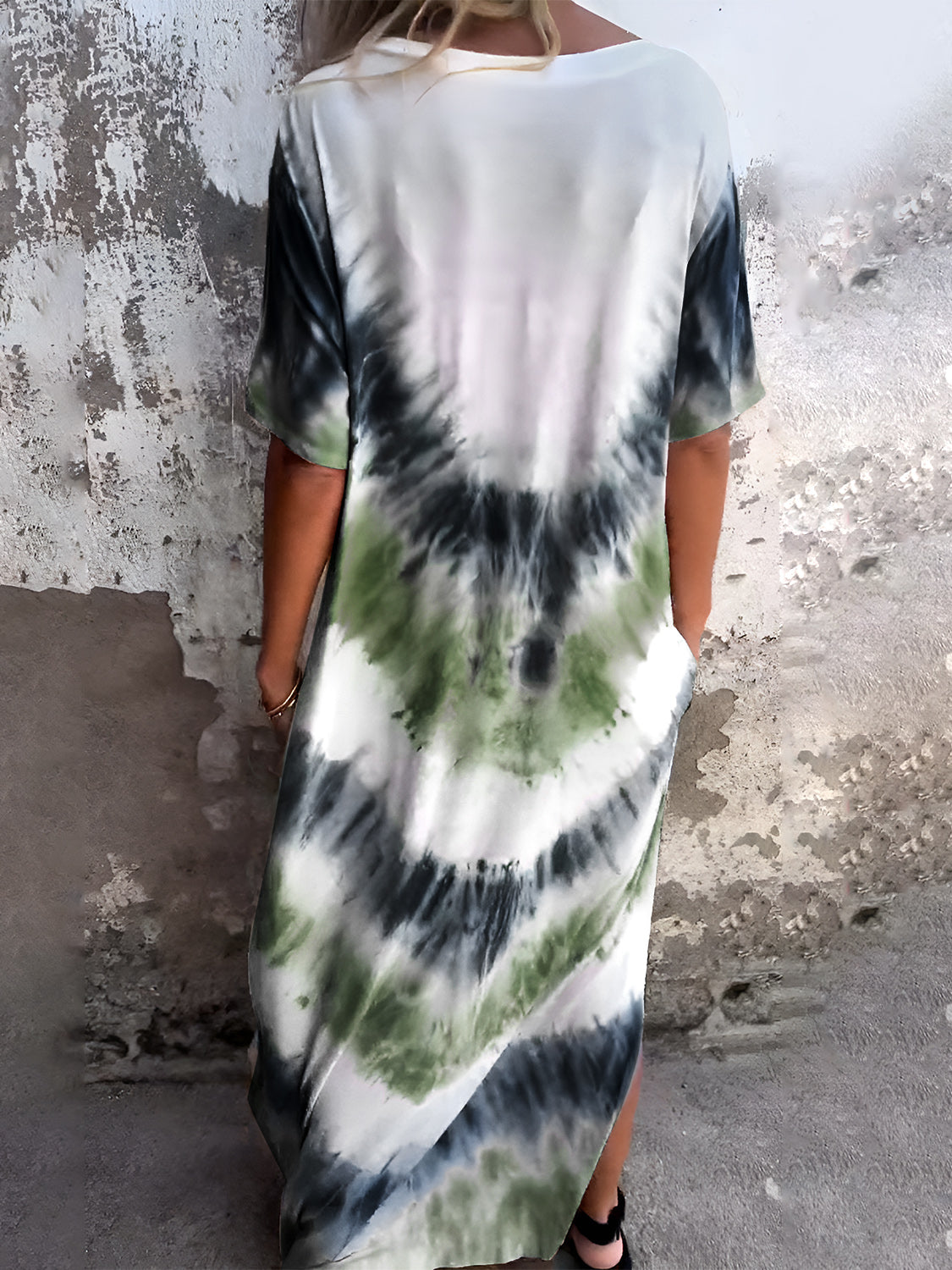 Tie-Dye Short Sleeve Lounge Maxi Dress