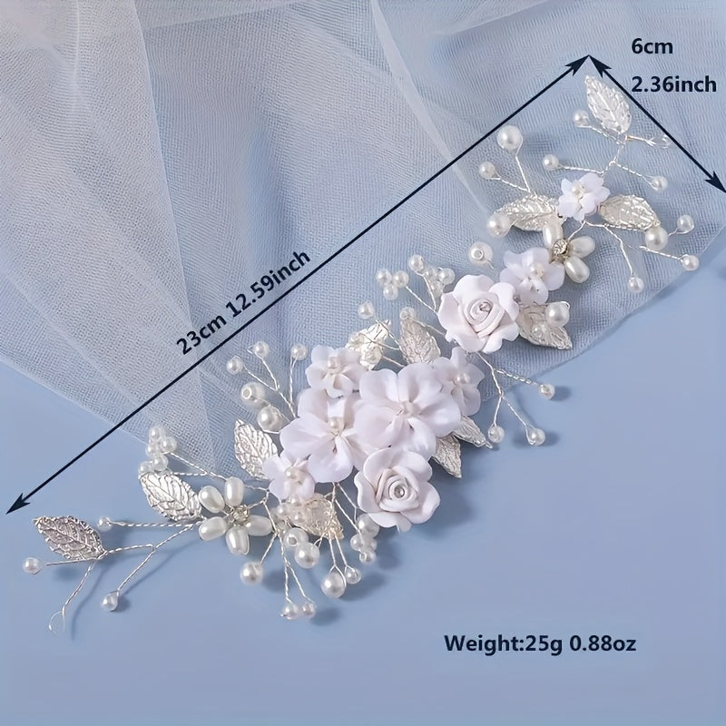 Bride Floral Pearl Rhinestone Hair Band