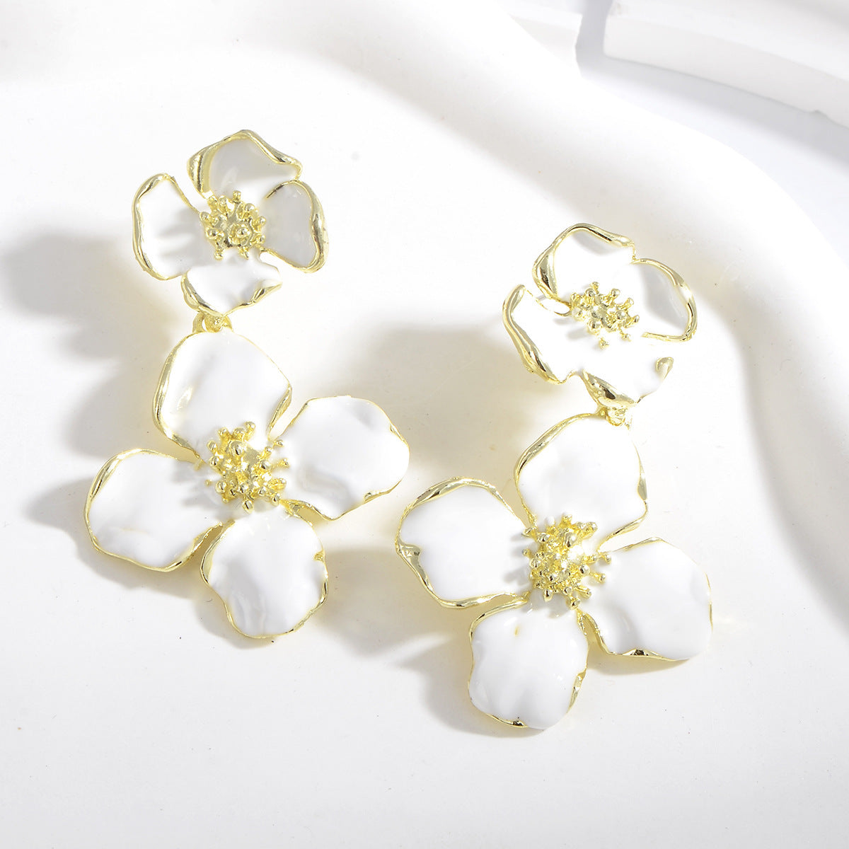 Large Camellia Drop Earrings