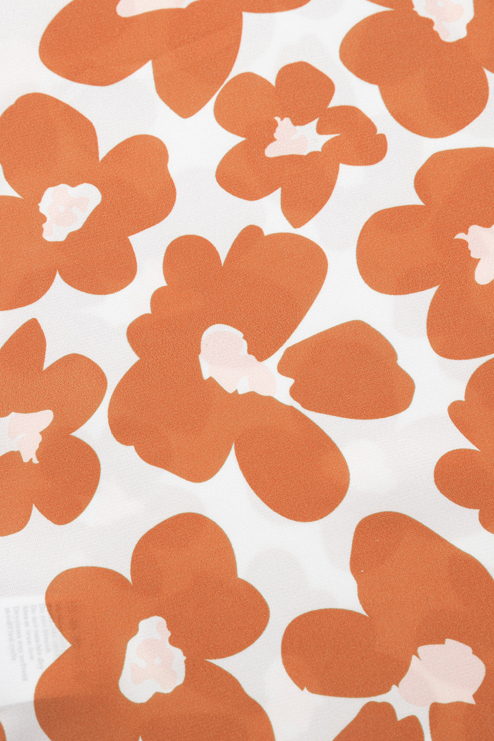 Orange Big Flower V Neck Short Sleeve Blouse