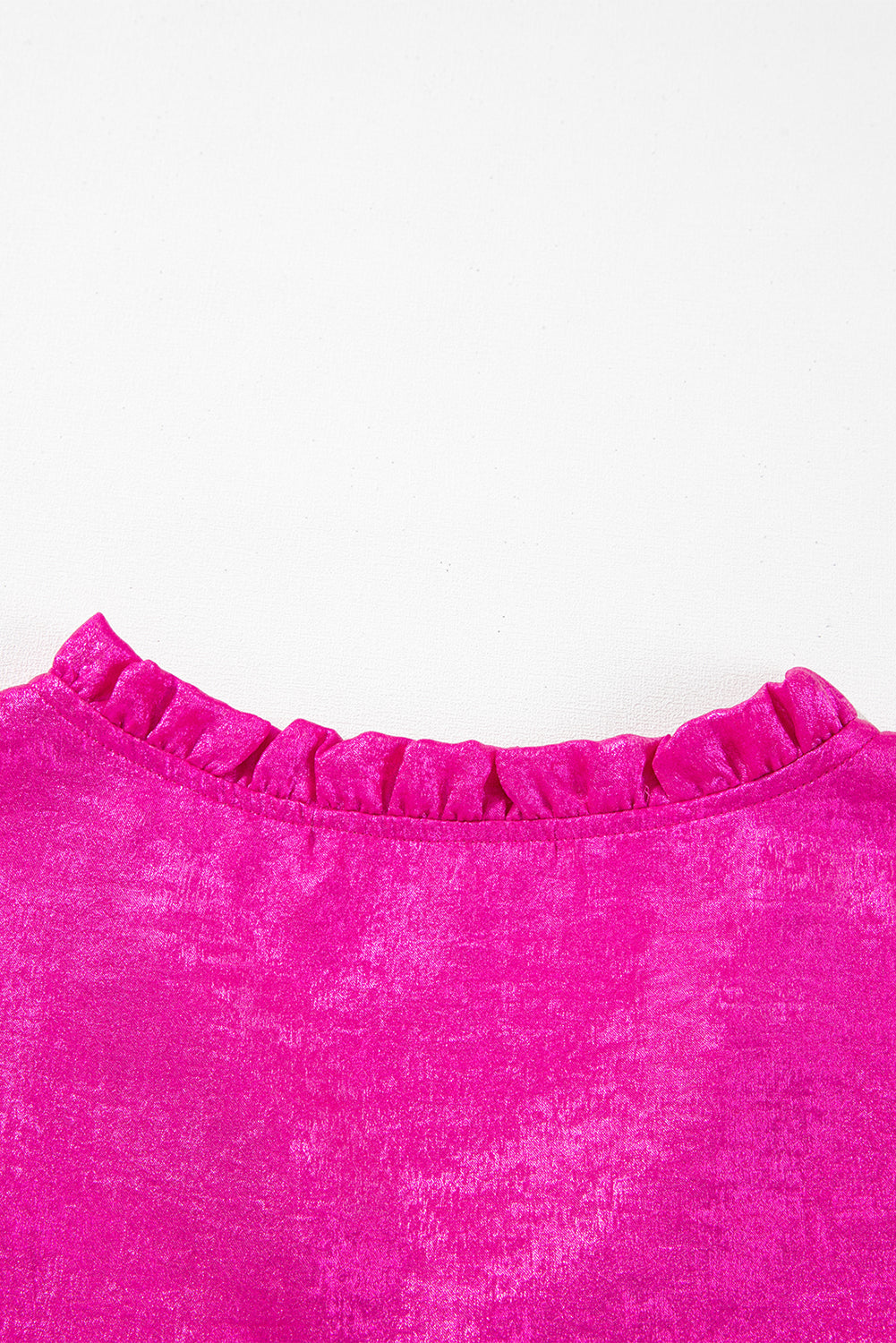 Magenta Metallic Frilled V Neck Blouse