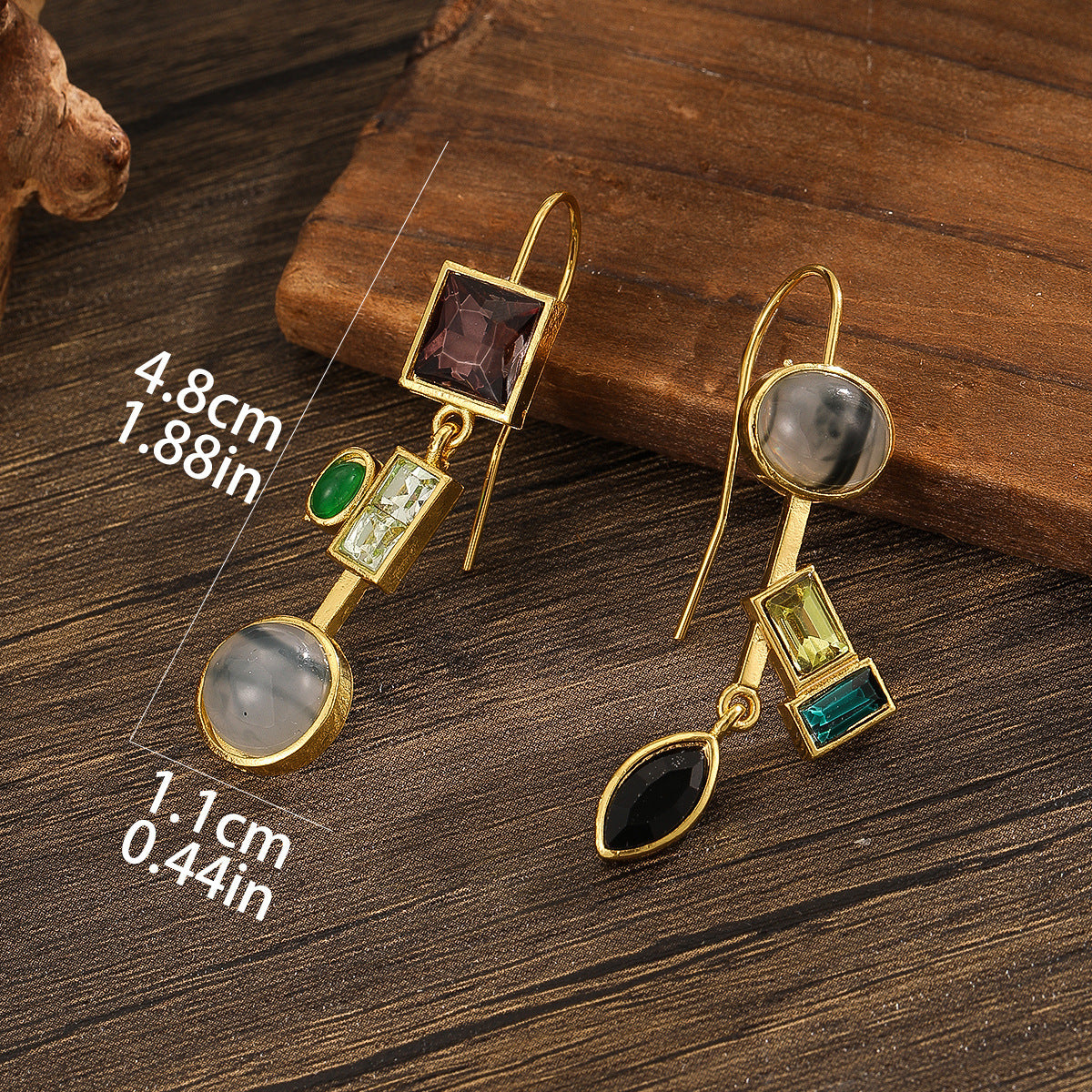 Green Geo Hook Earrings