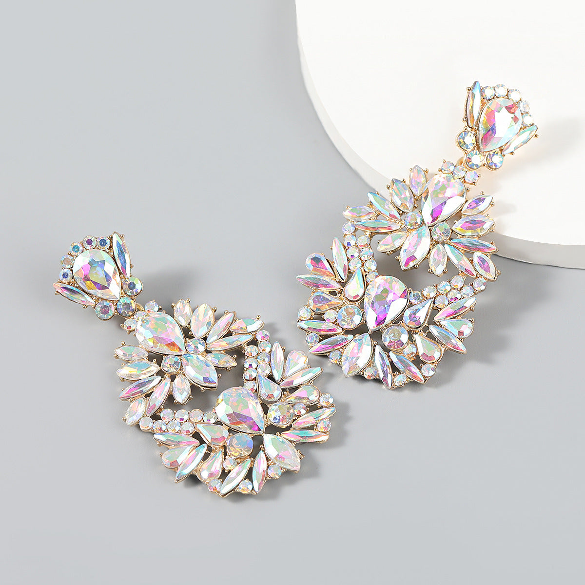 Alloy Diamond Rhinestone Flower Earrings Trendy Girl