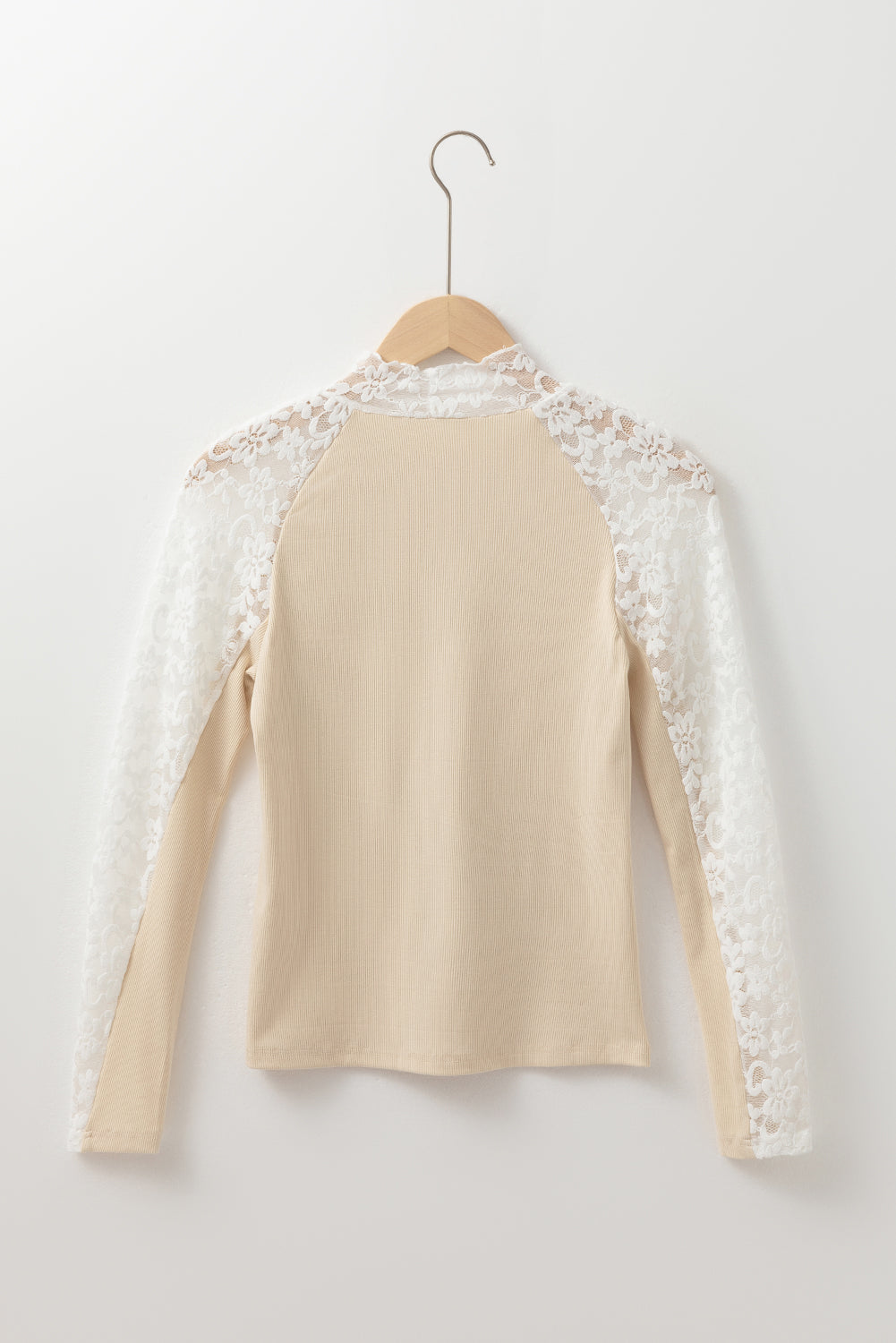 Beige Floral Lace Patchwork Top