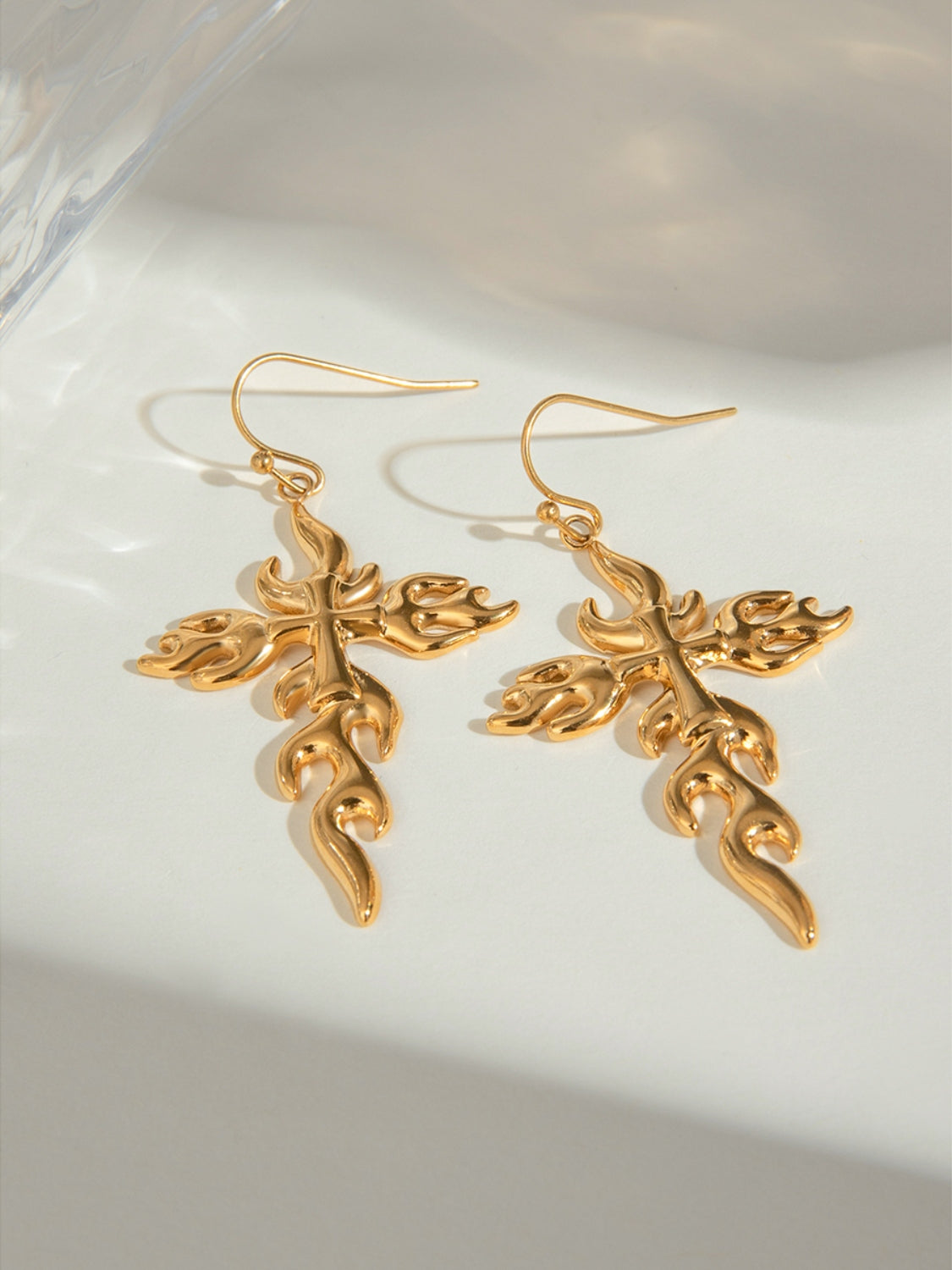 Gold-Plated Cross Earrings