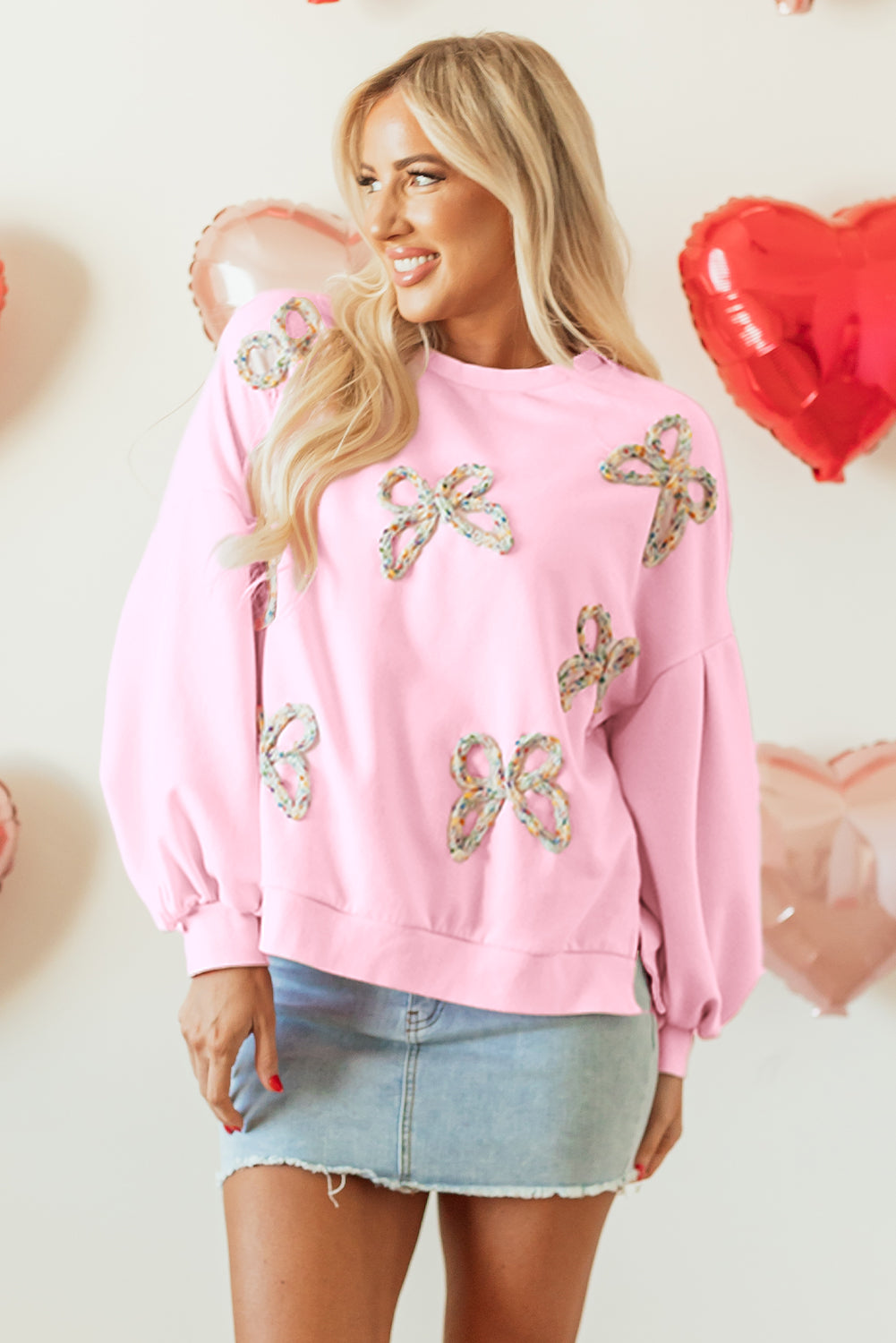 Light Pink Bow Sweatshirt