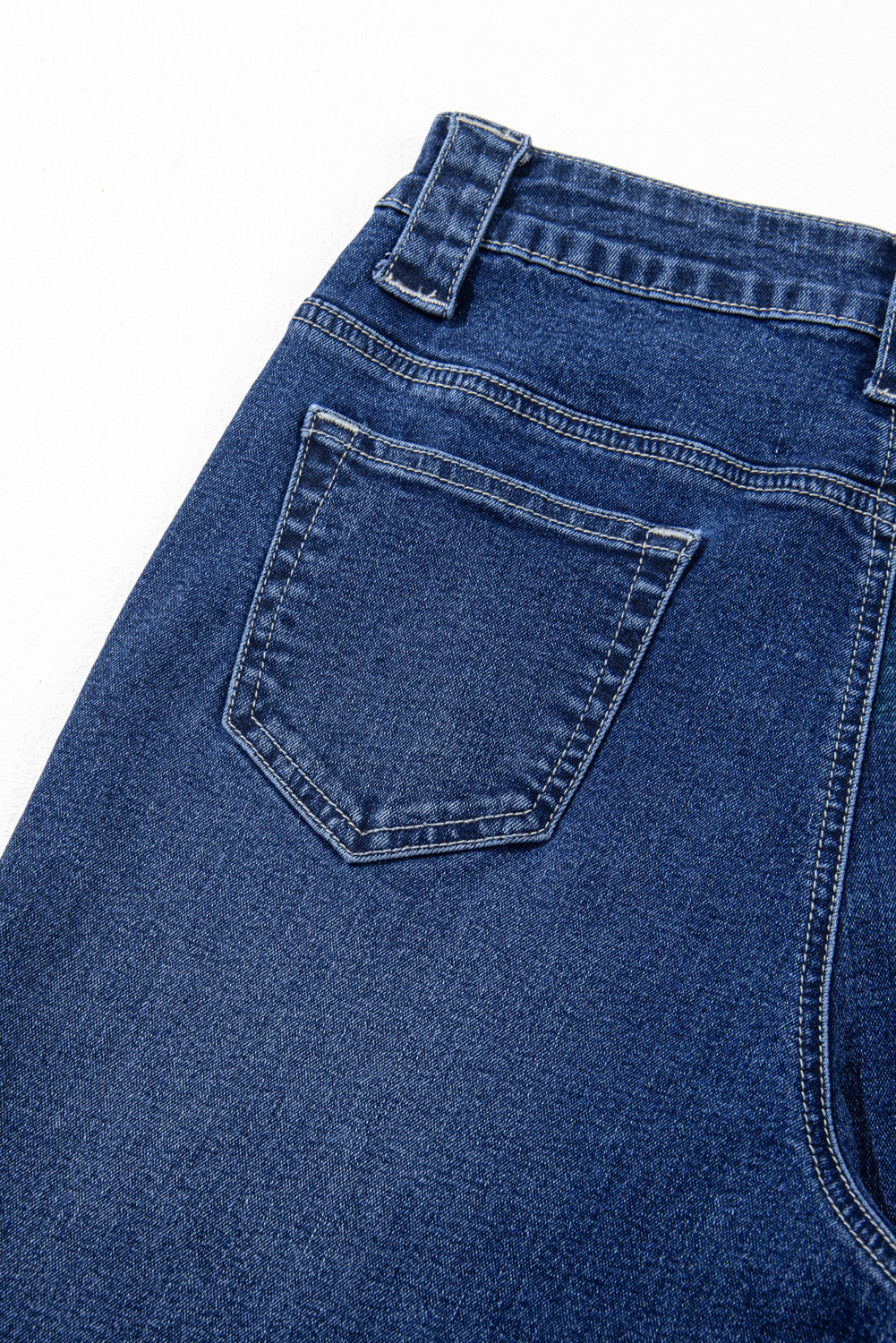 Blue Wide Leg Pocketed High Waist Jeans