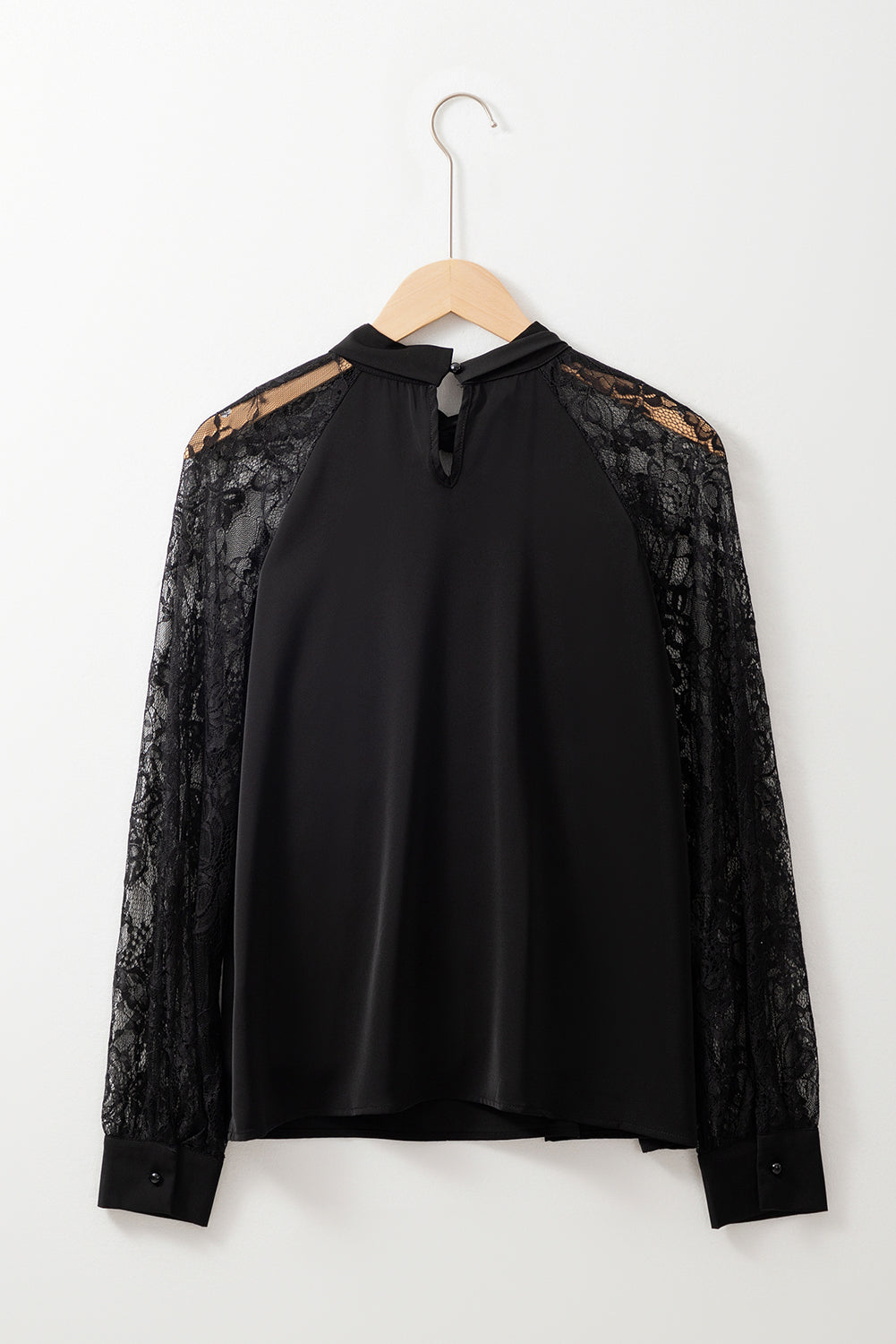 Black Lace Raglan Sleeve Blouse