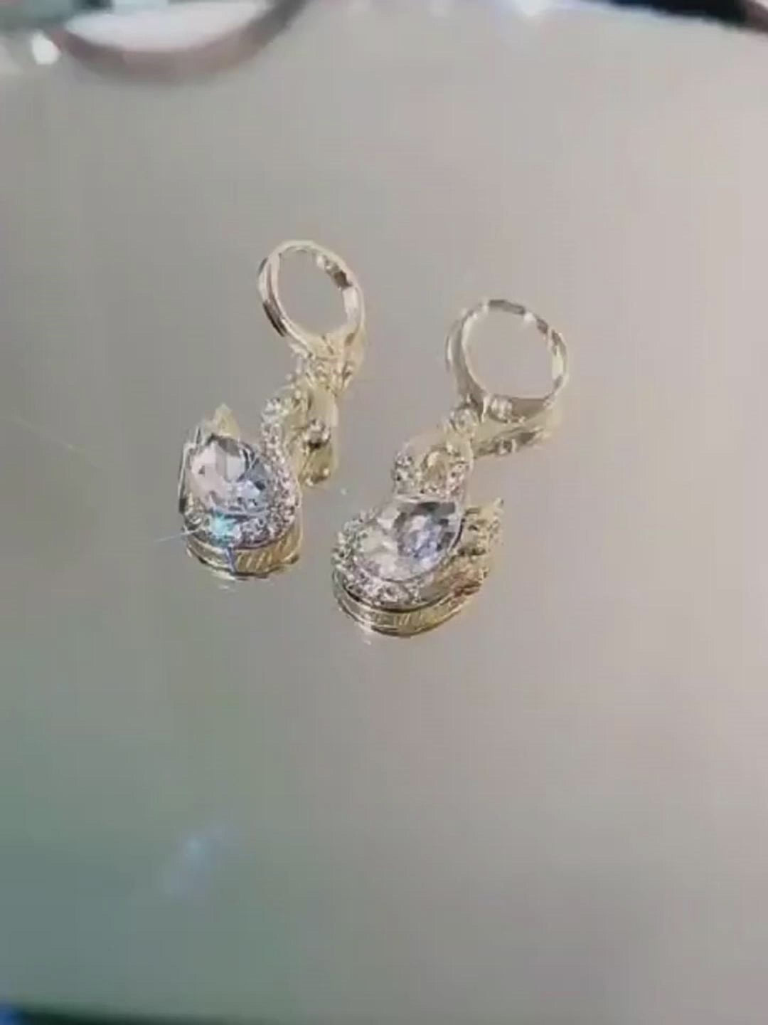 Rhinestone Swan Earrings