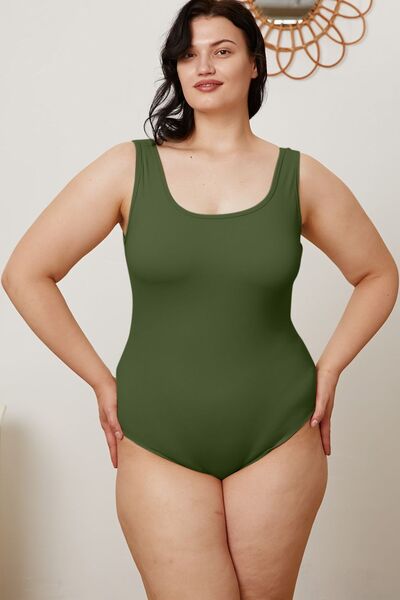 Basic Bae Plus Size Square Neck Bodysuit