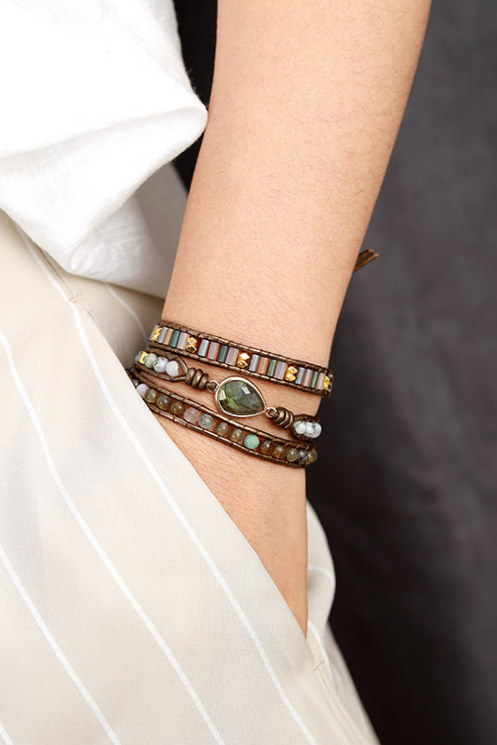 Handmade Triple Layer Beaded Bracelet - Bazaare Mart