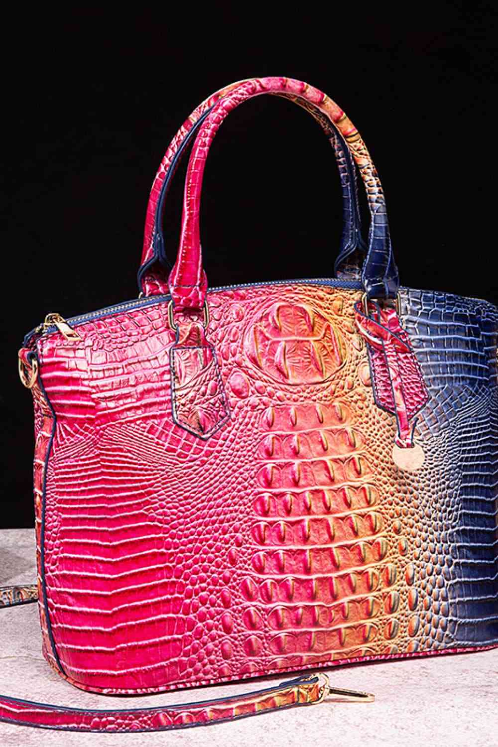 Pink and Blue Alligator Satchel Purse