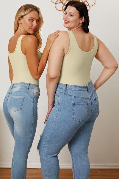 Basic Bae Plus Size Square Neck Bodysuit