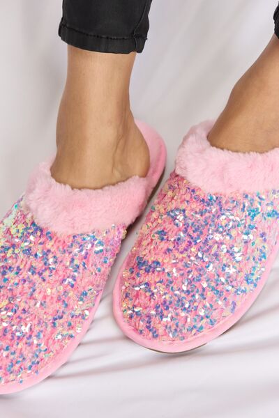 Pink Sequin Slippers