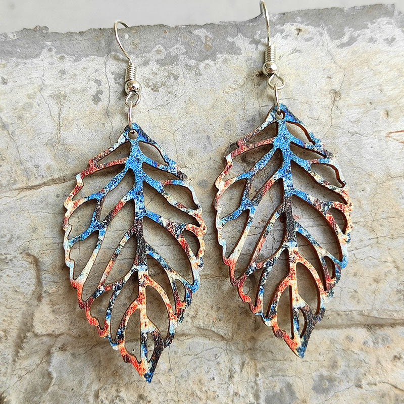 Leaf Shape Wooden Dangle Earrings - Bazaare Mart