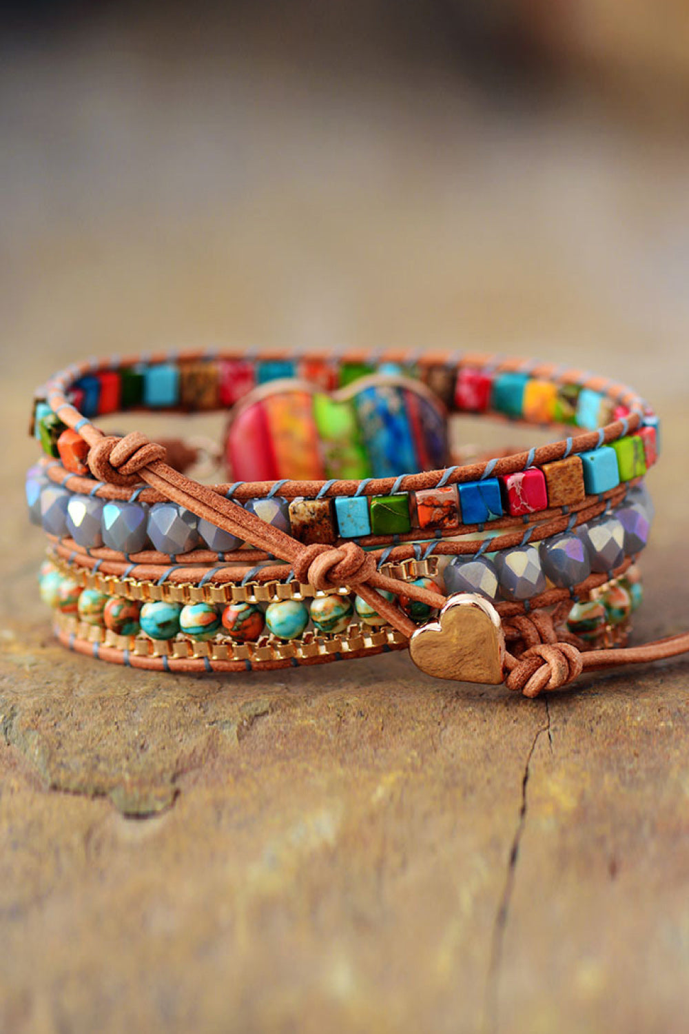 Imperial Jasper & Crystal Layered Bracelet - Bazaare Mart