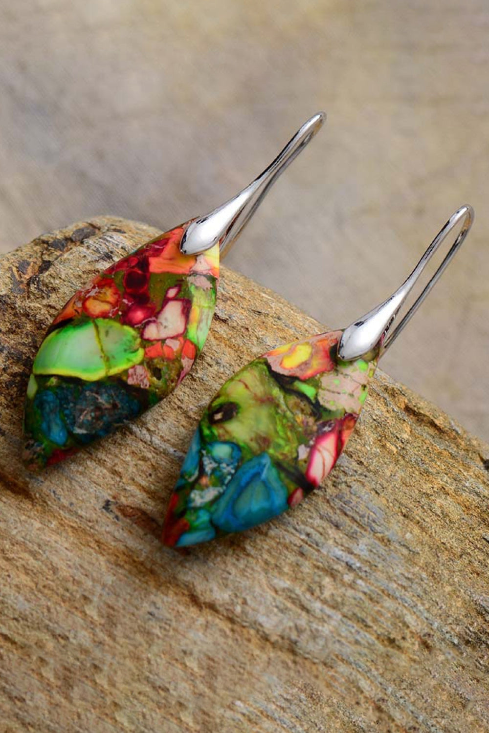 Handmade Natural Stone Hook Earrings - Bazaare Mart
