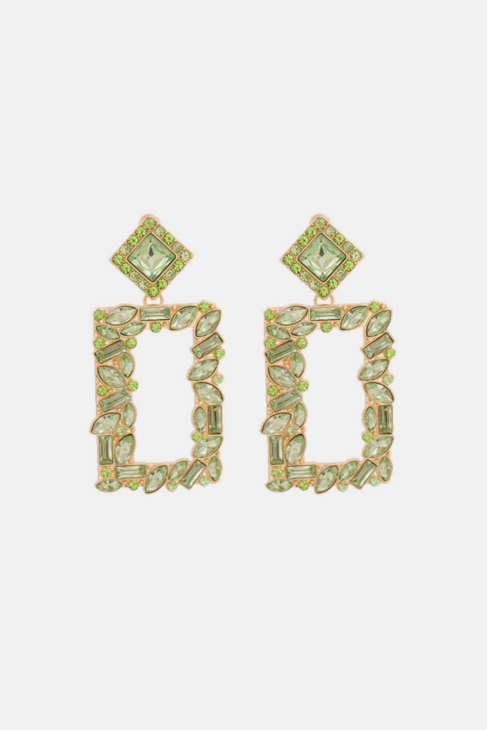 Groovie Retro Rectangle Glass Stone Dangle Earrings - Bazaare Mart