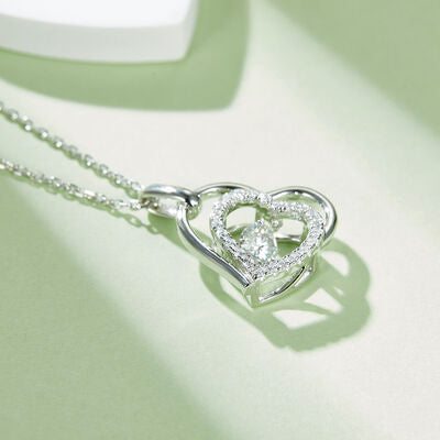Floating 0.3 ct.  Moissanite 925 Sterling Silver Heart Necklace