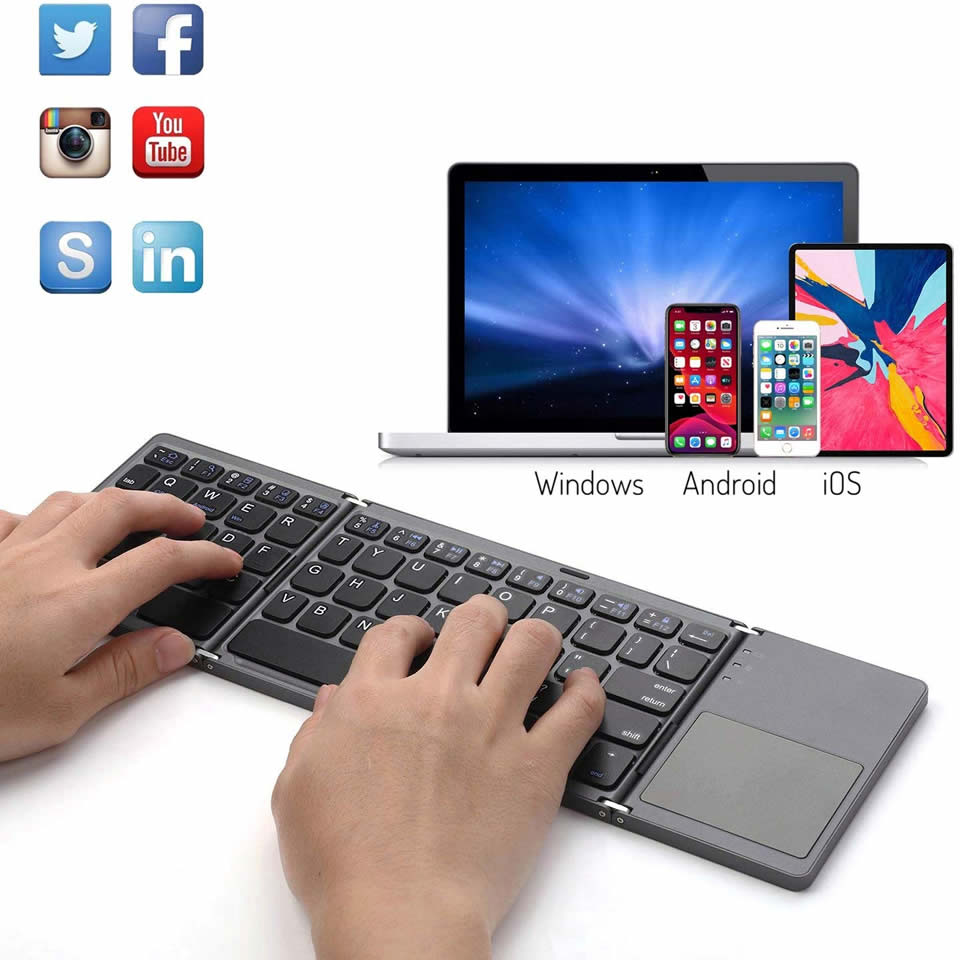 Bluetooth Keyboard With Touchpad - Bazaare Mart
