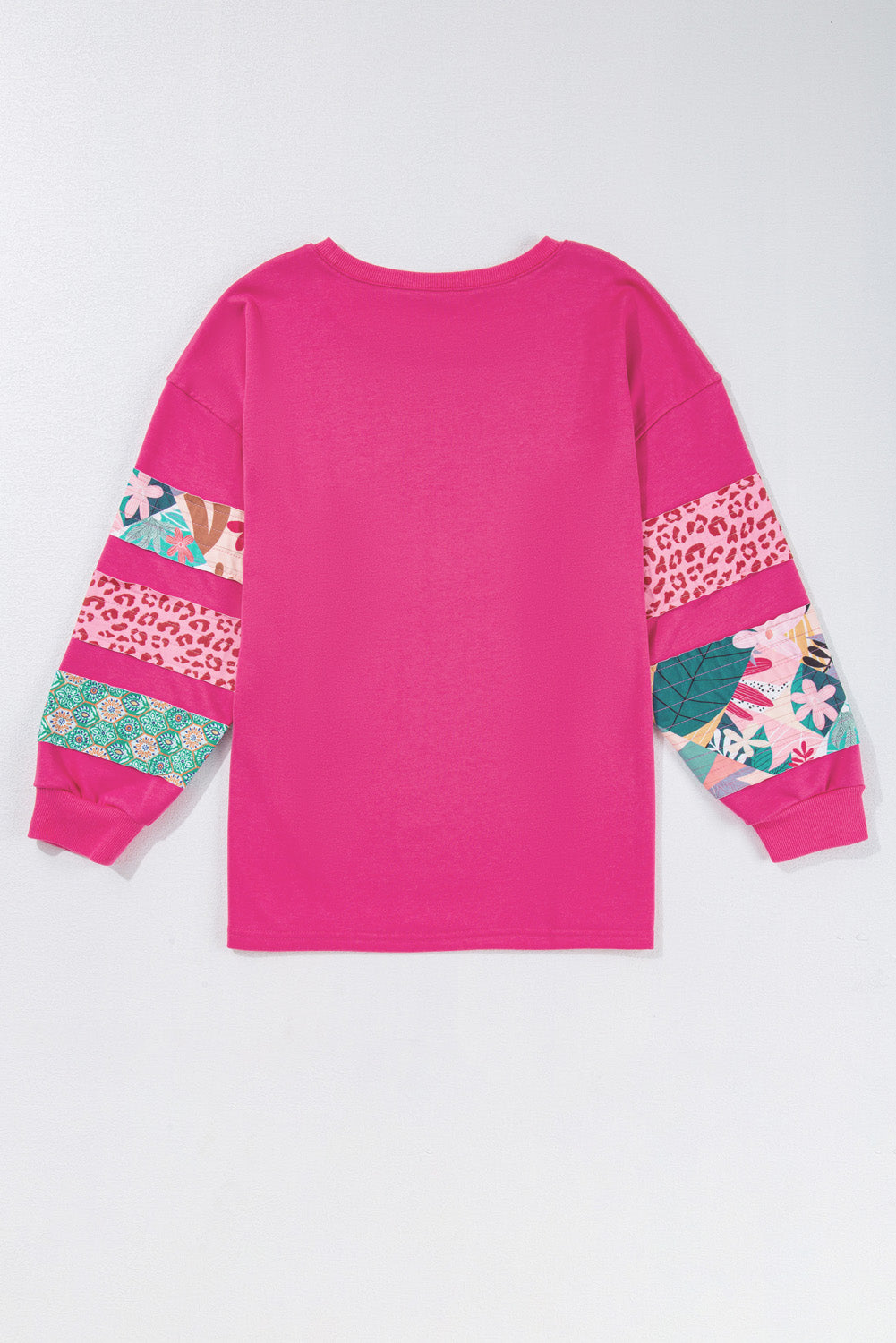 Magenta Patchwork Sleeve Sweatshirt