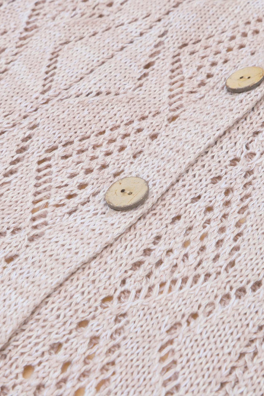 Khaki Openwork Knit Long Cardigan