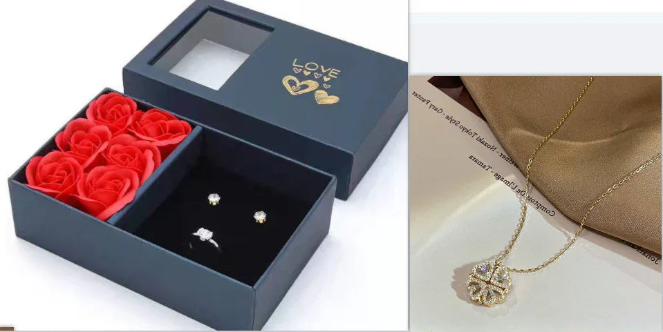 Retro Magnetic Folding Heart Shaped Four Leaf Clover Pendant Necklace Bazaare Mart Magnet Clover Necklace