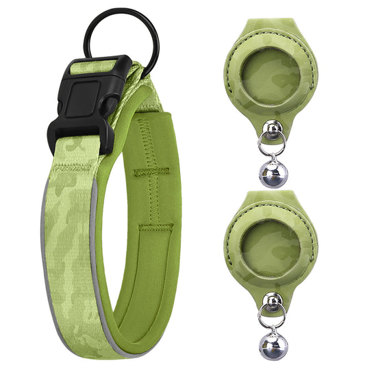 Green Camo AirTag Dog Collar