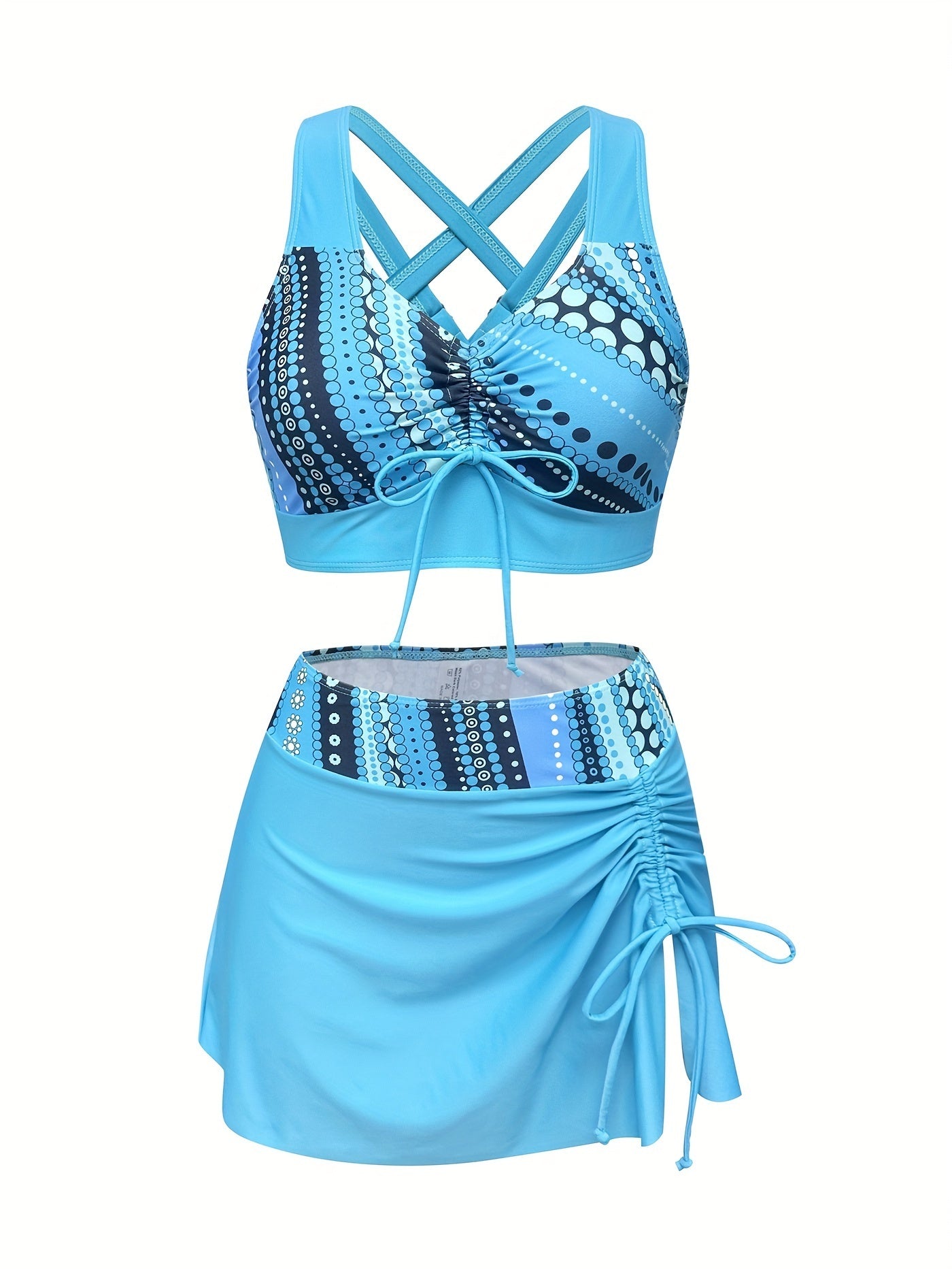 Sky Blue Two-piece Skirt Suit Swimwear