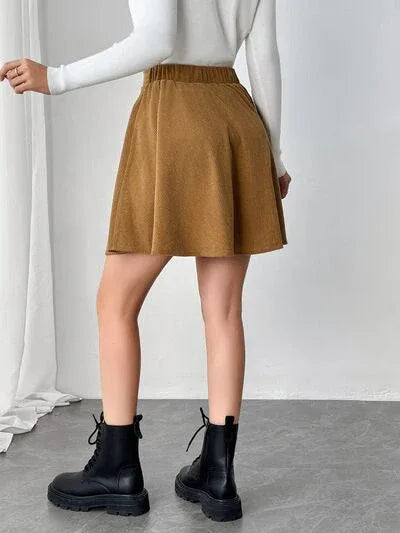 Buttoned Full Mini Skirt Trendsi Mini Skirt