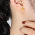 Titanium Steel Zircon Heart Stud Earrings Gold One Size Bazaare Mart Zircon Heart Stud Earrings