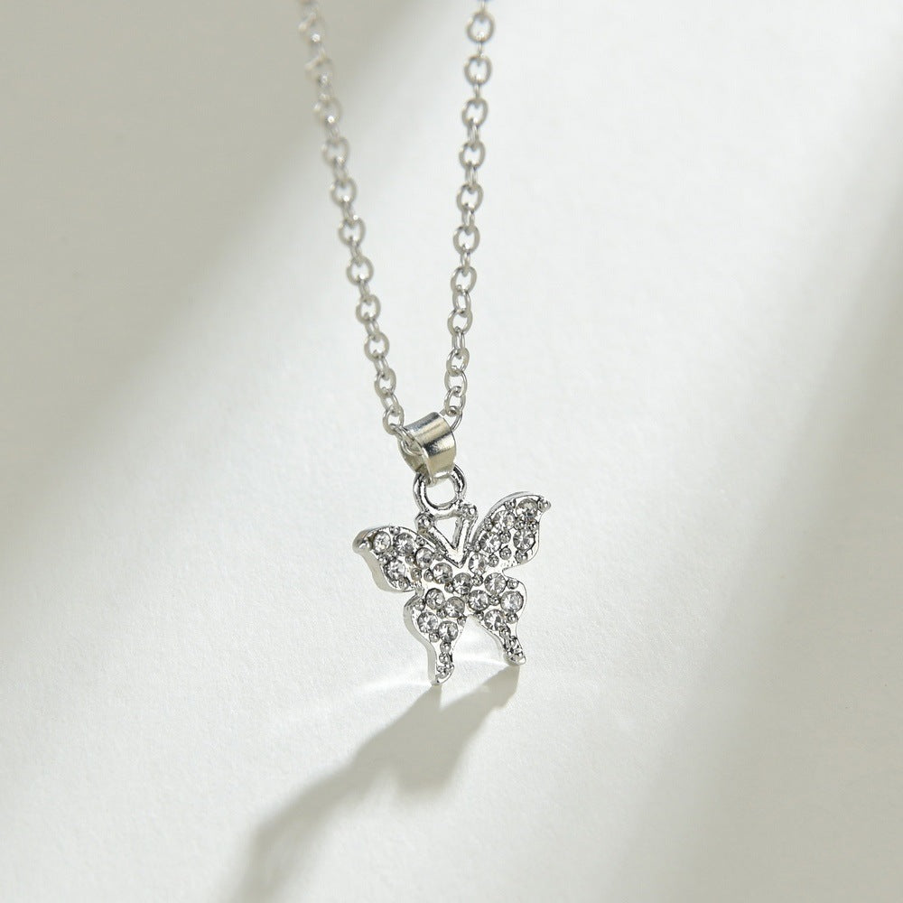 Small Rhinestone Butterfly Necklace