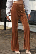 High Waist Corduroy Flare Pants Caramel Bazaare Mart Brown Cord Pull On Flare Pants