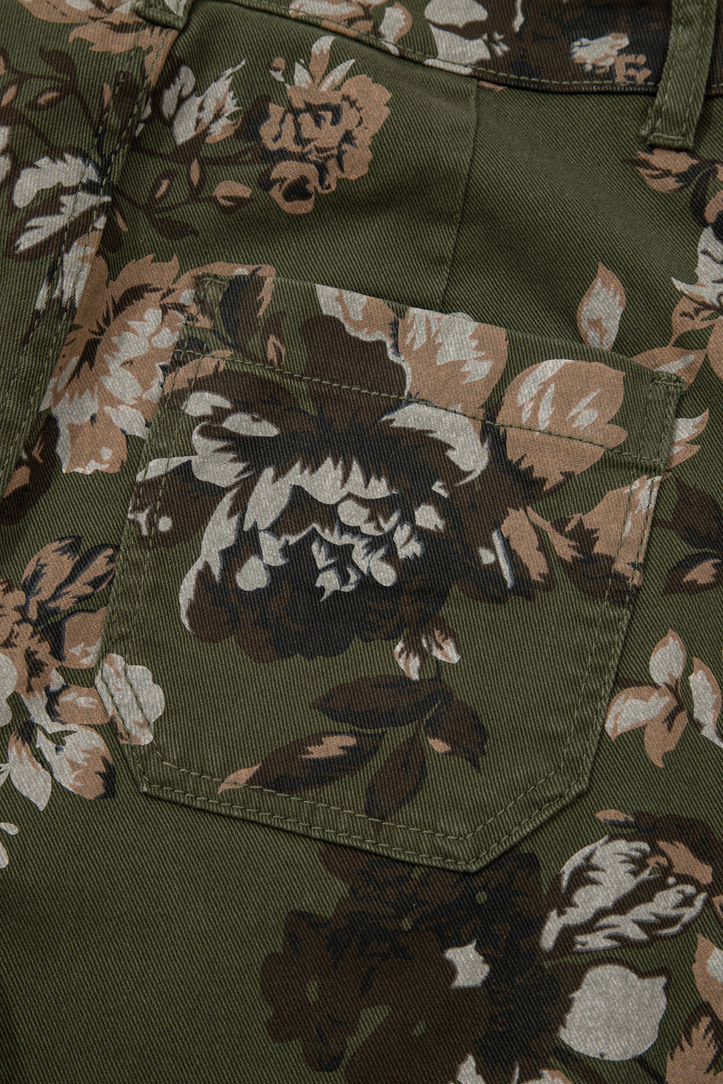 Green Vintage Floral Print Square Patch Pocket Raw Hem Shift Jeans Dear-Lover Dropshipping Bottoms/Jeans