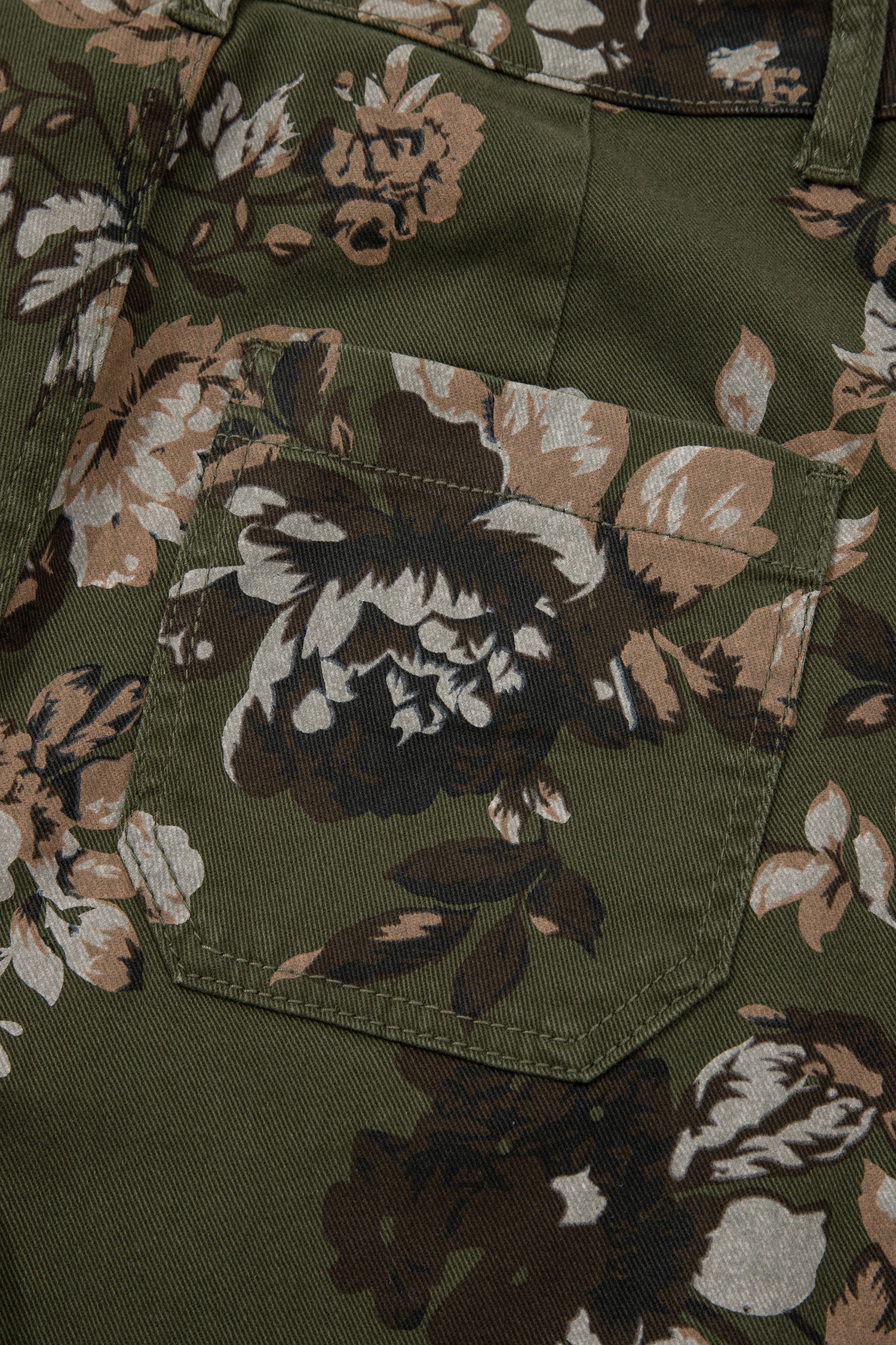 Green Vintage Floral Print Square Patch Pocket Raw Hem Shift Jeans Dear-Lover Dropshipping Bottoms/Jeans