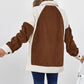 Brown Colorblock Button Down Fleece Shacket Bazaare Mart Outerwear/Jackets